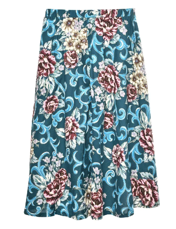 Floral A-line Skirt - M