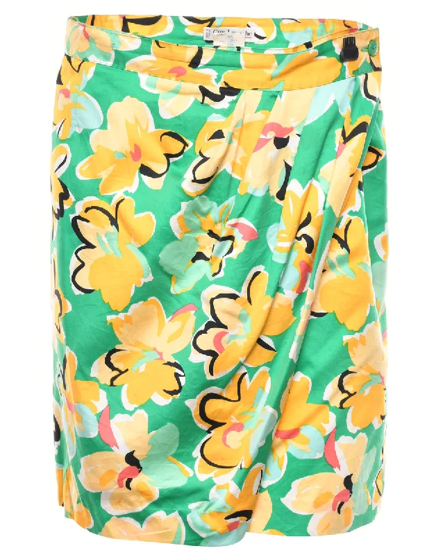 Floral Pattern Pencil Skirt - M