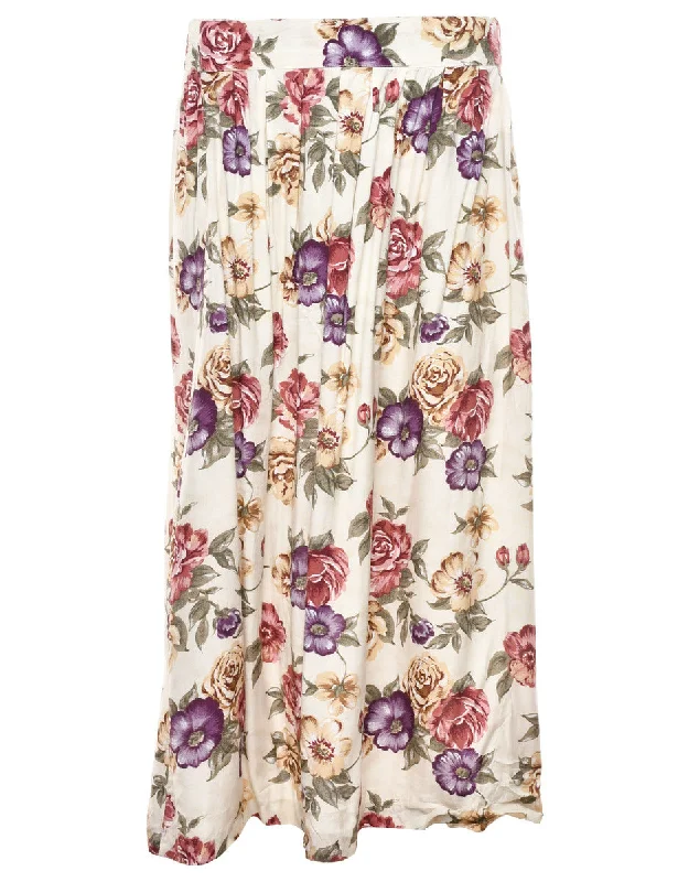 Floral Pattern Skirt - M