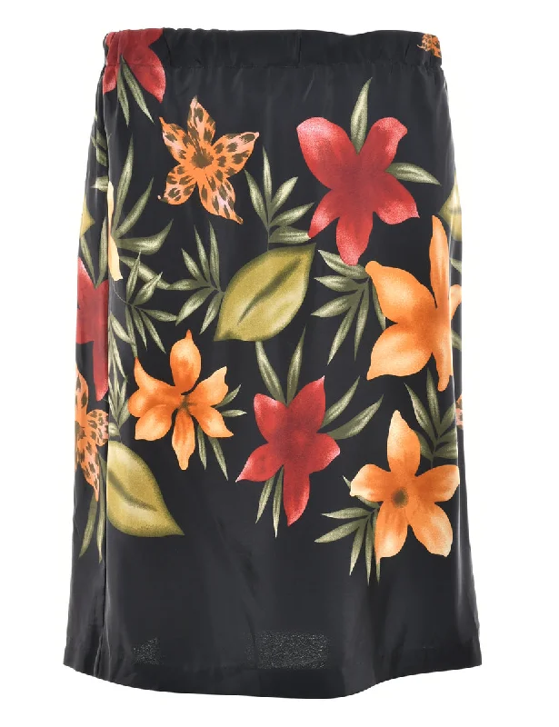 Floral Print Midi Skirt - M