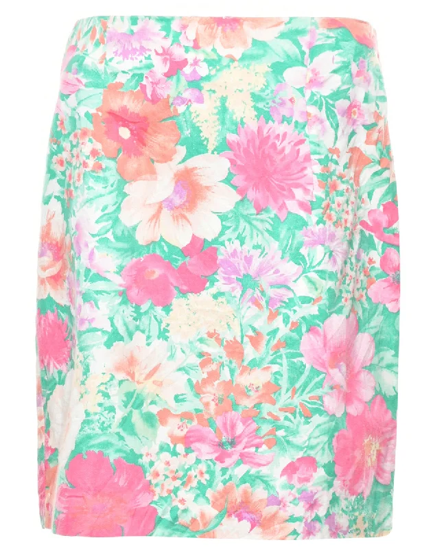 Floral Print Pencil Skirt - M