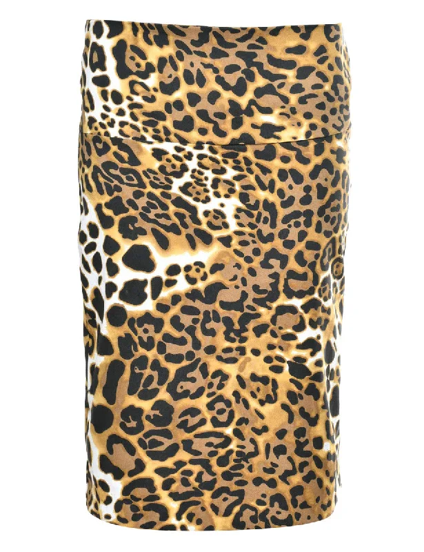 Leopard Print Pencil Skirt - M