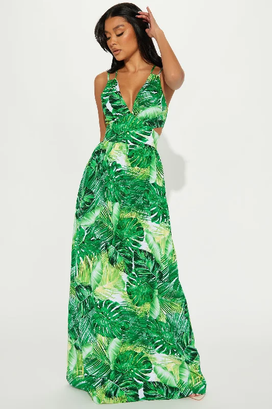 Alexandria Tropical Maxi Dress - Kelly Green