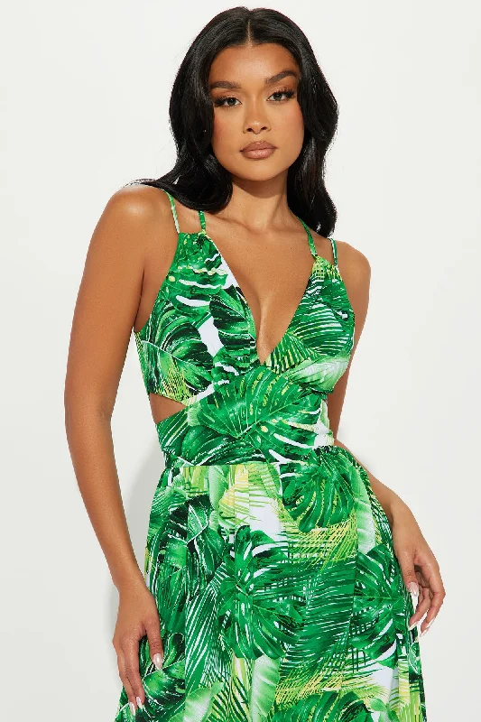 Alexandria Tropical Maxi Dress - Kelly Green