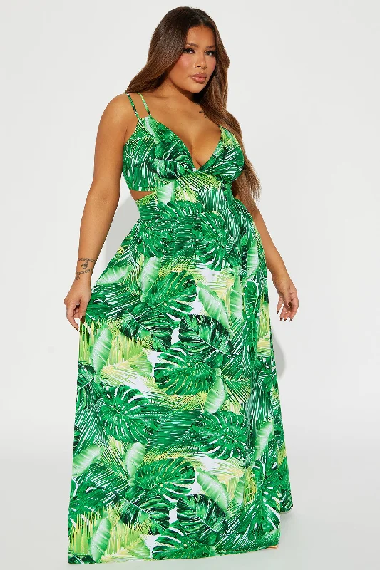 Alexandria Tropical Maxi Dress - Kelly Green