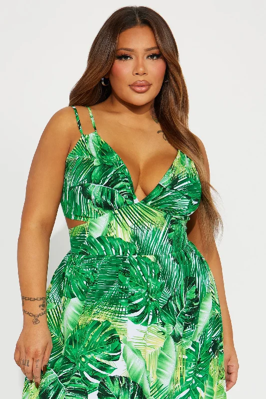 Alexandria Tropical Maxi Dress - Kelly Green