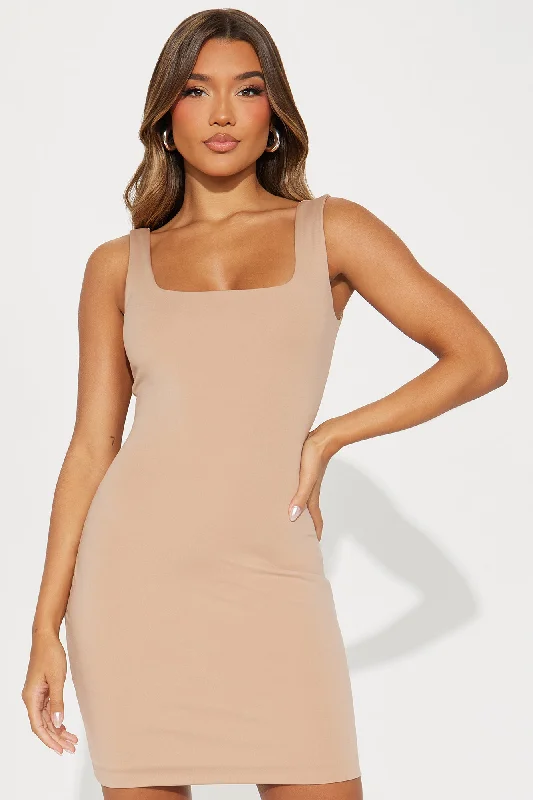 Alexis Double Lined Mini Dress - Taupe