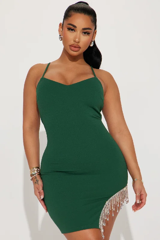 Bria Embellished Mini Dress - Hunter