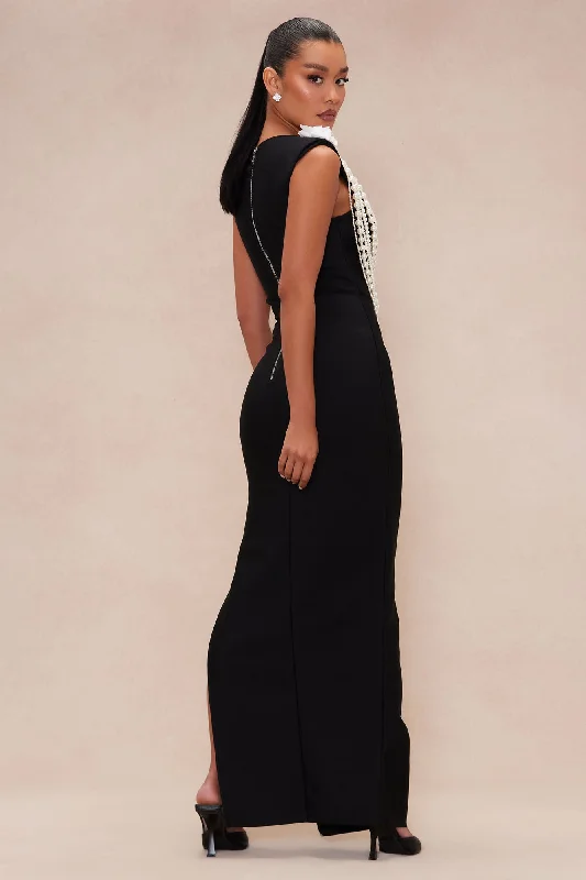 Cheyenne Pearl Bandage Gown - Black