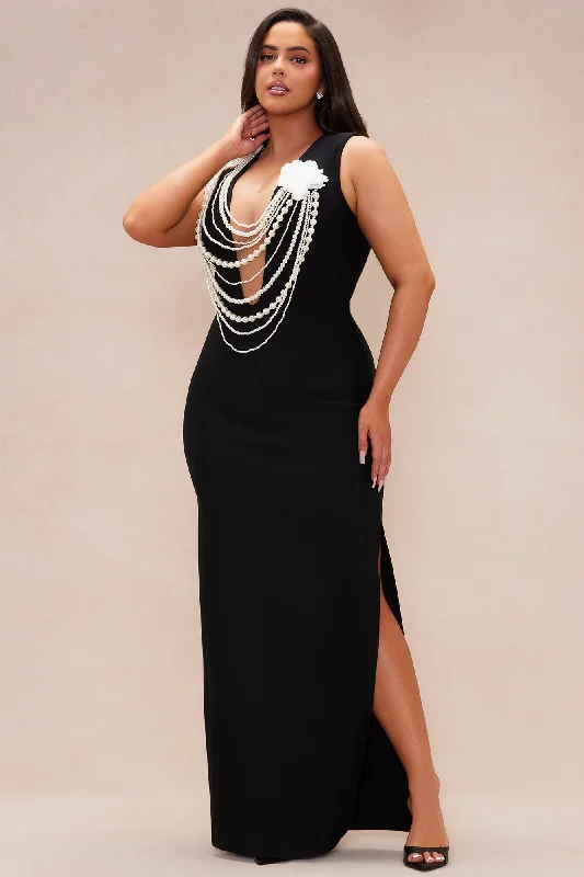 Cheyenne Pearl Bandage Gown - Black