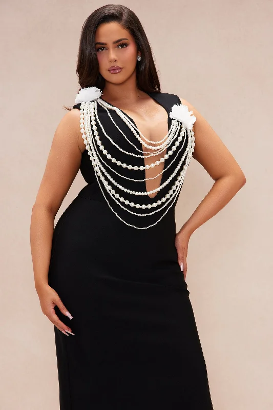 Cheyenne Pearl Bandage Gown - Black