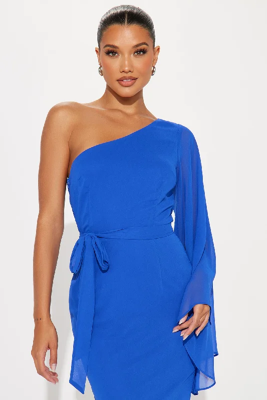 Heaven One Shoulder Maxi Dress - Royal