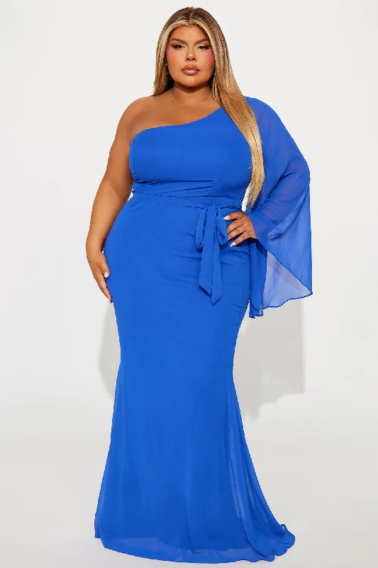 Heaven One Shoulder Maxi Dress - Royal