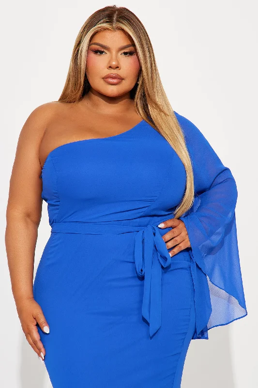 Heaven One Shoulder Maxi Dress - Royal