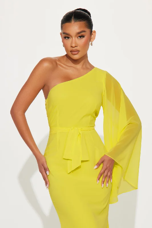 Heaven One Shoulder Maxi Dress - Yellow