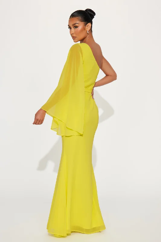 Heaven One Shoulder Maxi Dress - Yellow