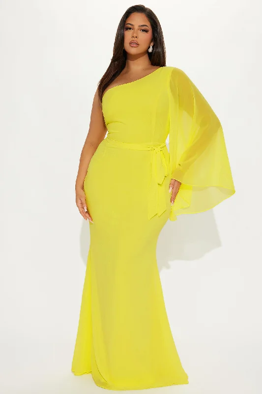 Heaven One Shoulder Maxi Dress - Yellow