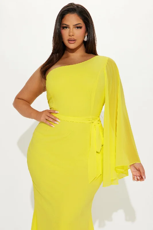 Heaven One Shoulder Maxi Dress - Yellow