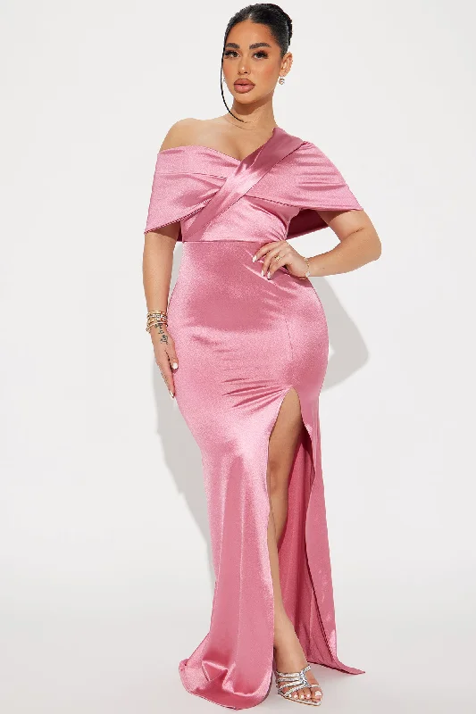 Jackie Satin Maxi Dress - Mauve