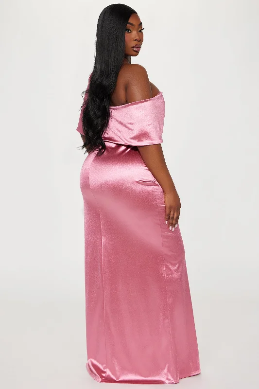 Jackie Satin Maxi Dress - Mauve