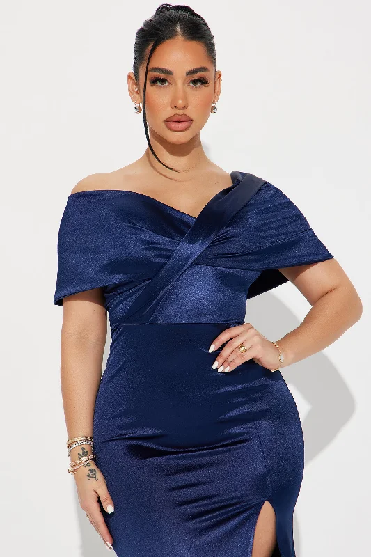 Jackie Satin Maxi Dress - Navy