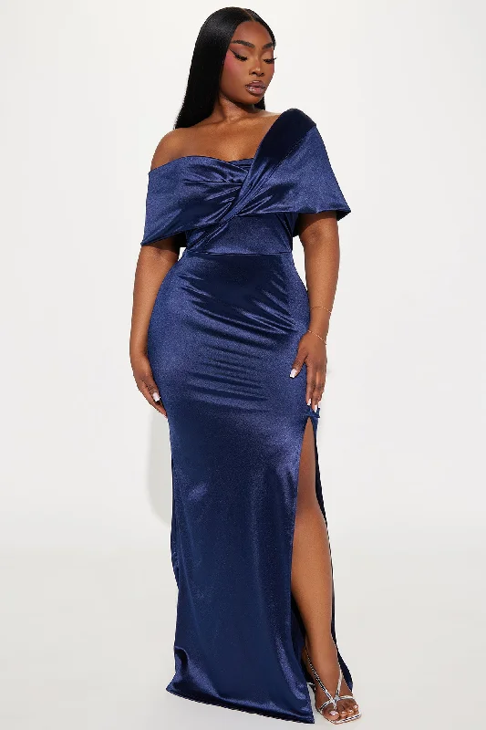 Jackie Satin Maxi Dress - Navy