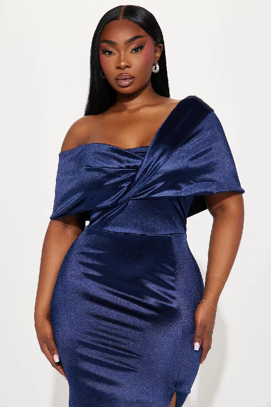 Jackie Satin Maxi Dress - Navy