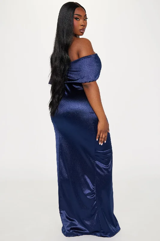 Jackie Satin Maxi Dress - Navy