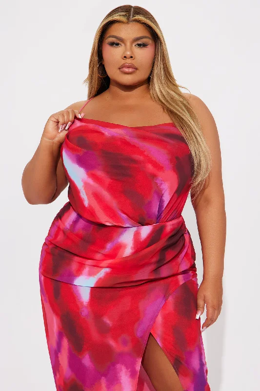 Keep Staring Chiffon Maxi Dress - Fuchsia