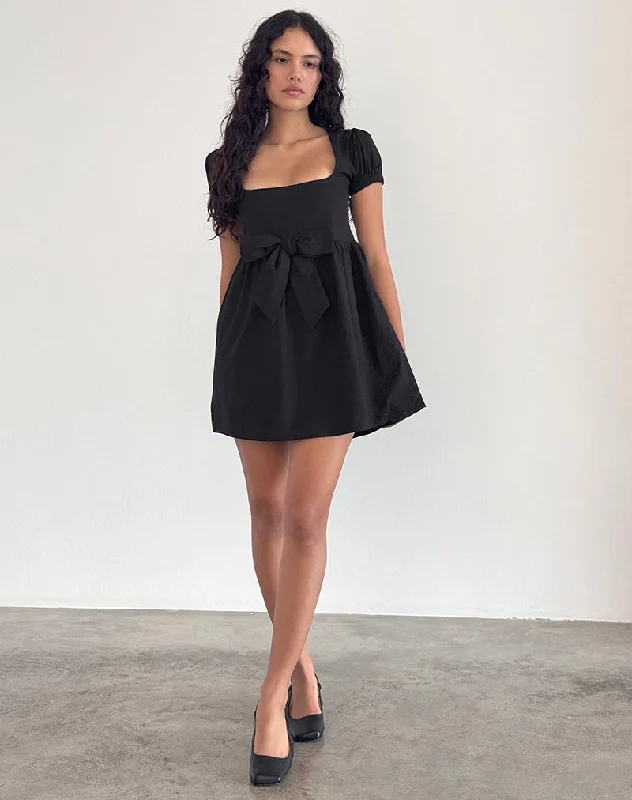 Leshiana Mini Dress in Poplin Black