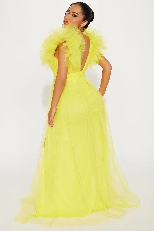 Lush Life Tulle Gown - Yellow