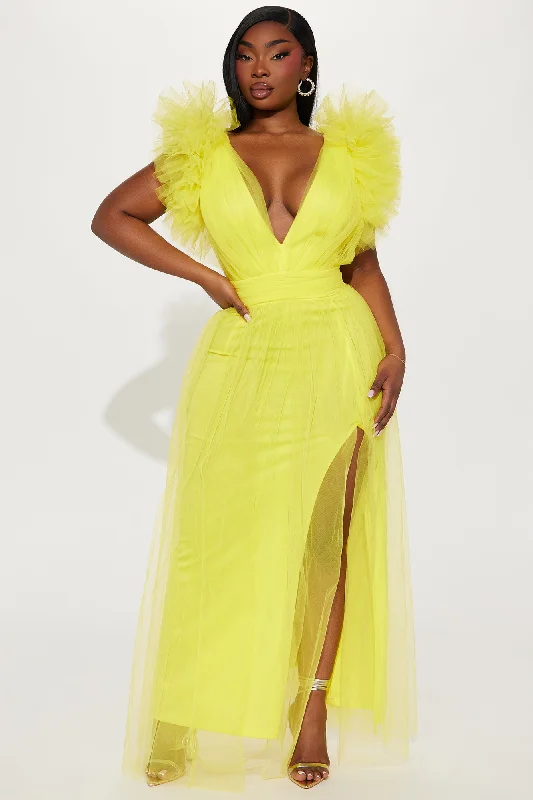 Lush Life Tulle Gown - Yellow