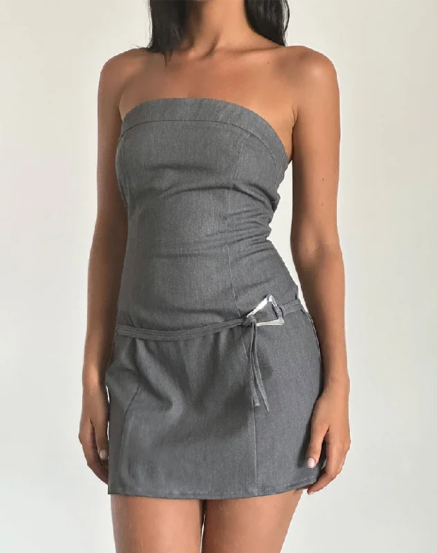 Magaska Bandeau Mini Dress in Tailoring Charcoal