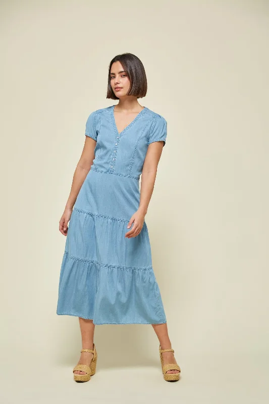 Md'M Janice Midi Denim Dress