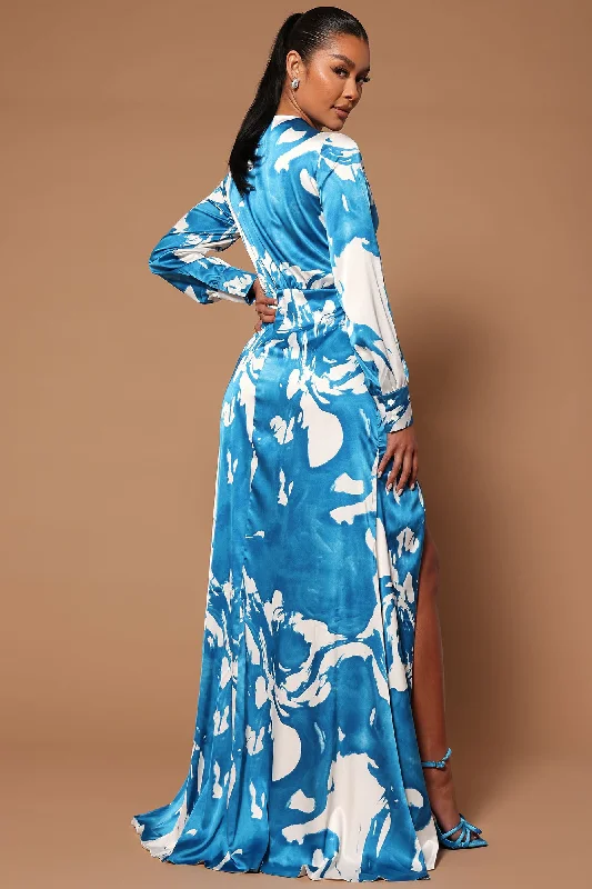 Melissa Satin Maxi Dress - Turquoise