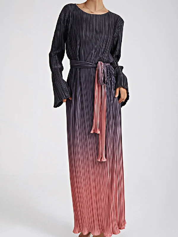 Pleated High Waist Commuting Temperament Maxi Dress