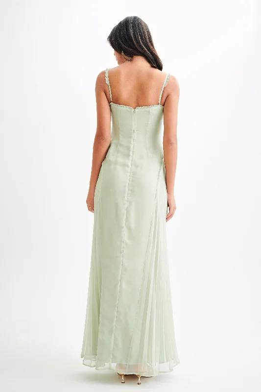 Saira Chiffon Maxi Dress - Pastel Green