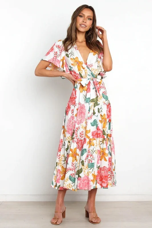 Taylen Satin Floral Cutout Maxi Dress - FINAL SALE