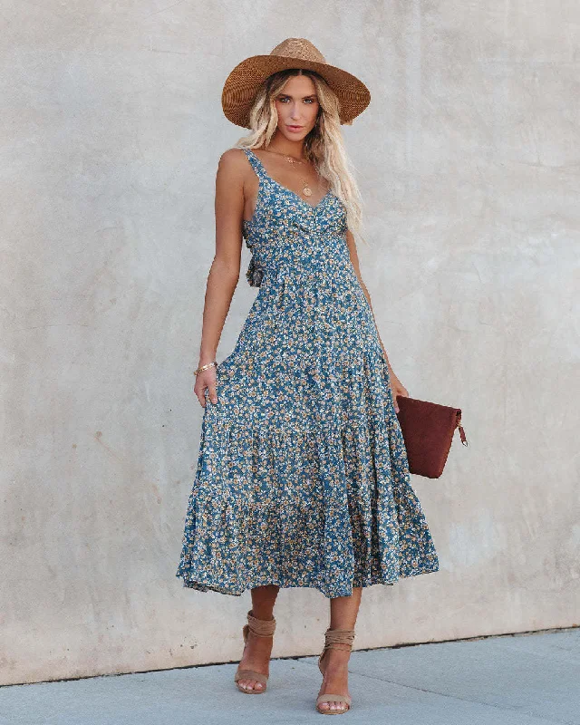 Time Spent Lace Up Paisley Maxi Dress