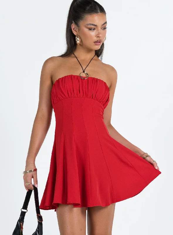 Largo Strapless Mini Dress Red