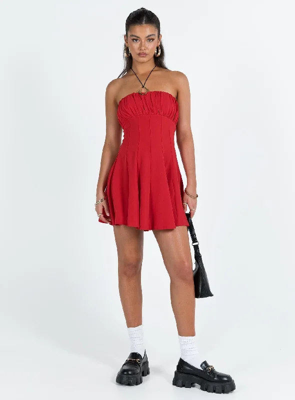 Largo Strapless Mini Dress Red