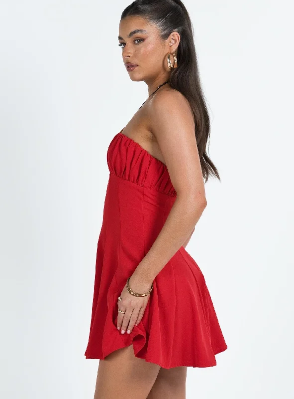 Largo Strapless Mini Dress Red