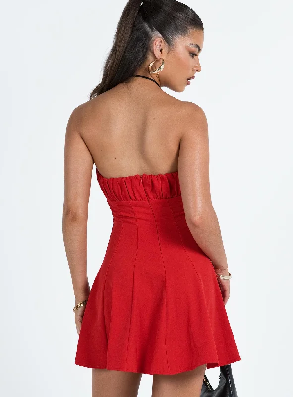 Largo Strapless Mini Dress Red