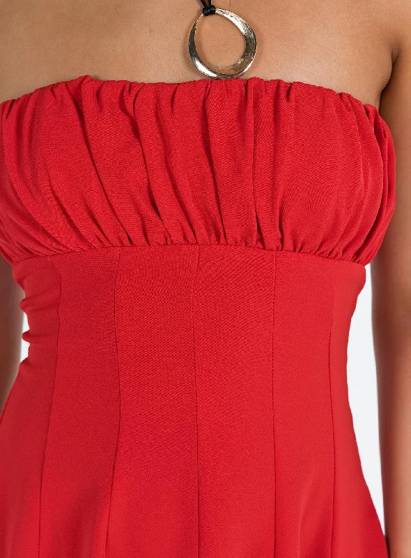 Largo Strapless Mini Dress Red