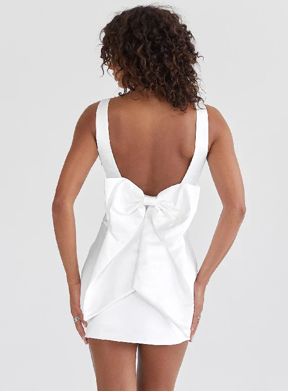 Linley Bow Mini Dress White