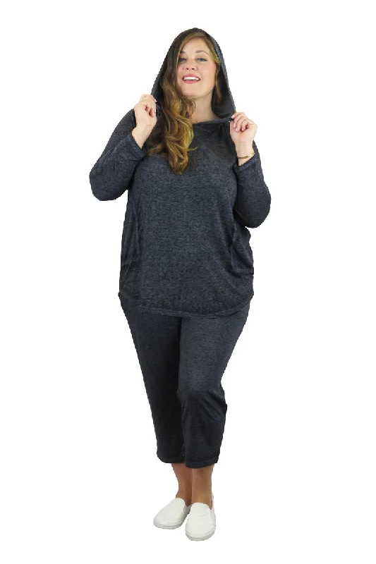 Plus Size Soft & Supple 2-Piece Hooded Knit Sweatpants Set