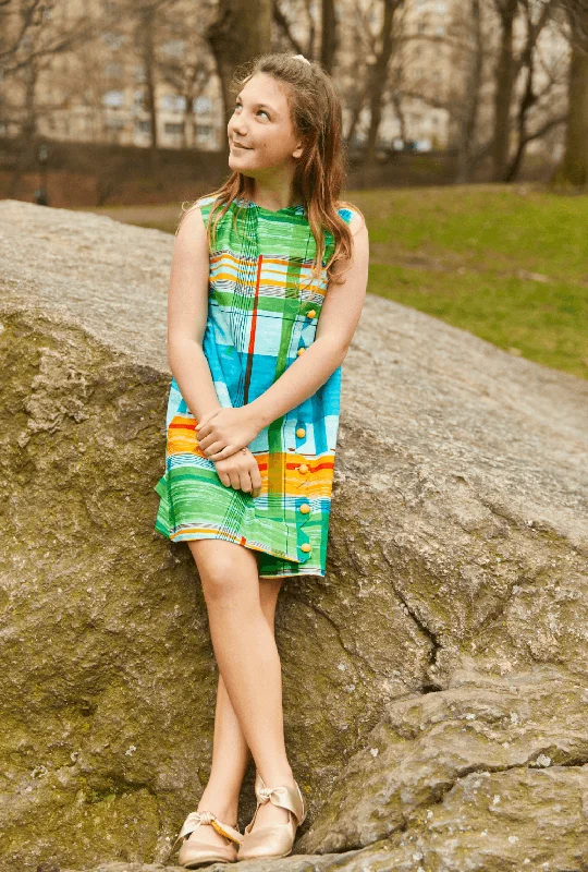 Scallop Shift Dress Girls - Vintage Plaid